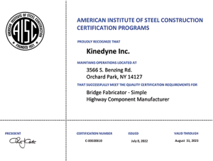AISC Certification Kinedyne